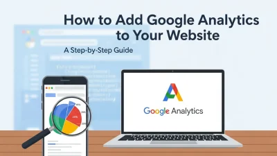 Illustration of Google Analytics dashboard with charts and graphs, symbolizing data-driven insights and website performance tracking.