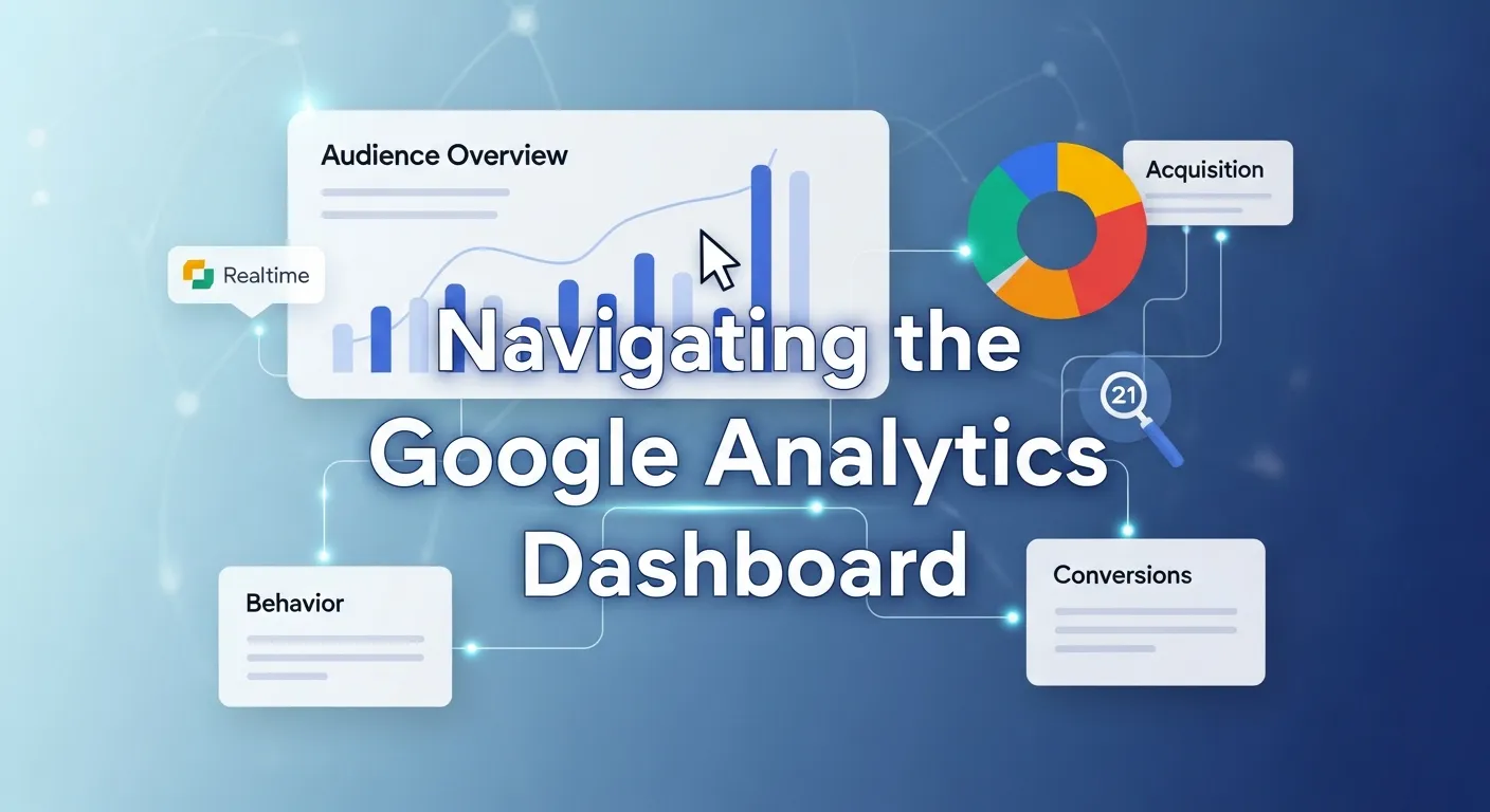 Google Analytics dashboard displaying user activity, traffic sources, and conversion metrics